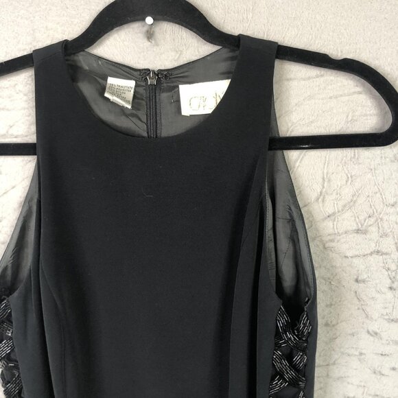 Cache Dress Womens 4 Black Beaded Side Panels Sleeveless Evening Gown Formal Y2K - Picture 12 of 16